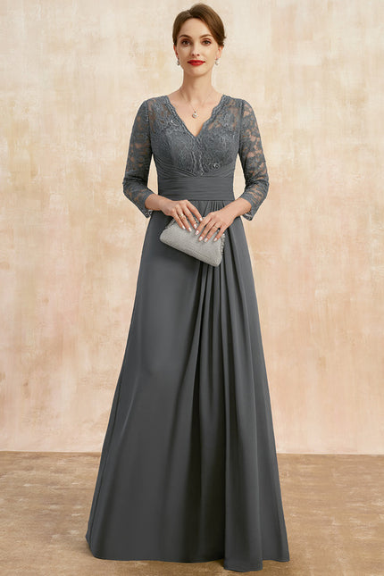 Robe Trapèze Gris Élégance Drapée - gallery 1
