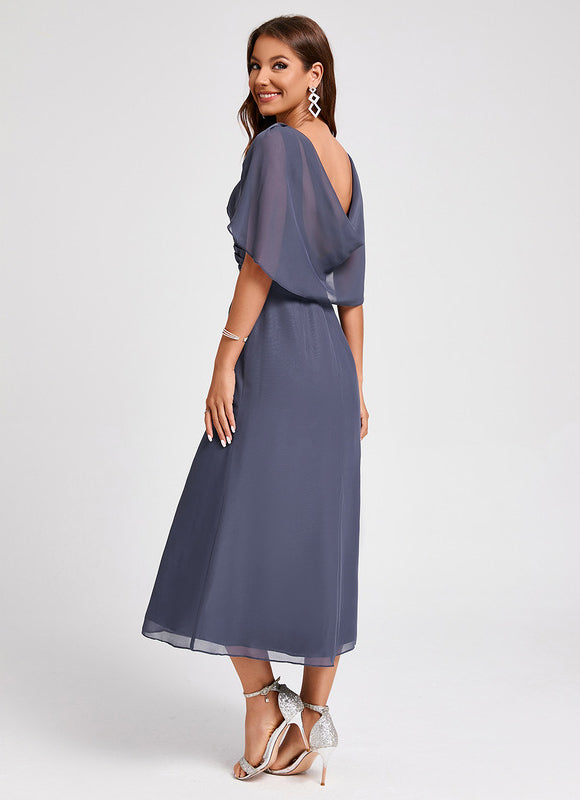 Robe Trapèze Florale Marine - gallery 1