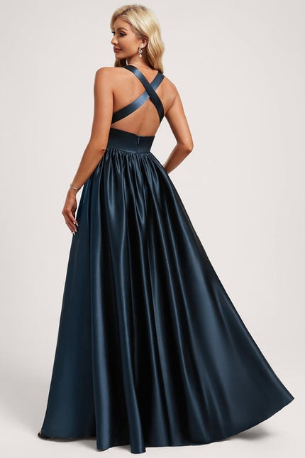 Robe Trapèze Satin Doré Élégante - gallery 4