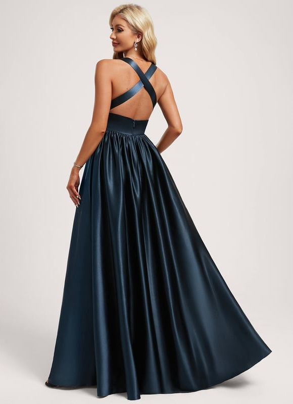 Robe Trapèze Satin Doré Élégante - gallery 4