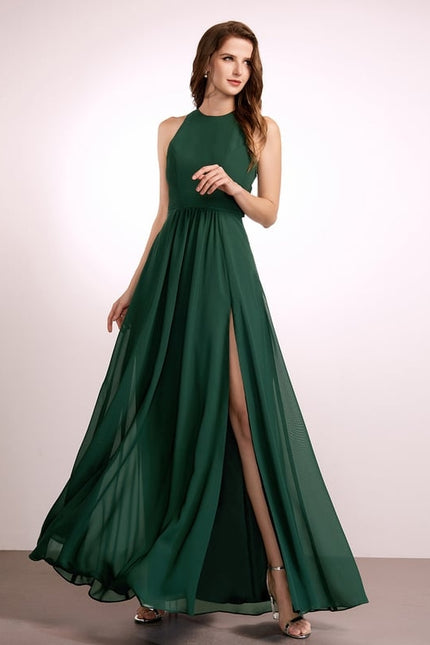 Robe Trapèze Vert Émeraude Longue Rayée - gallery 2