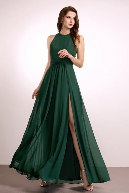 Robe Trapèze Vert Émeraude Longue Rayée - gallery 2
