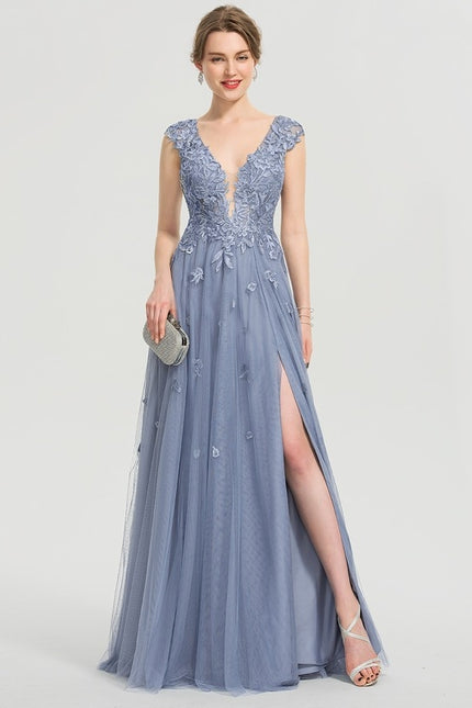 Robe Trapèze Élégance Grise Tulle - gallery 2