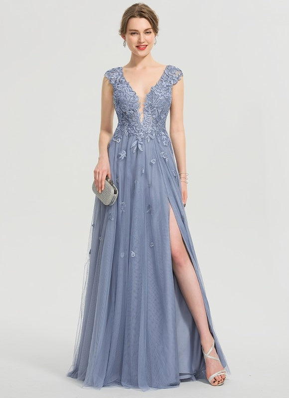Robe Trapèze Élégance Grise Tulle - gallery 2