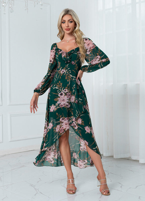 Robe Trapèze Florale Émeraude - gallery 6