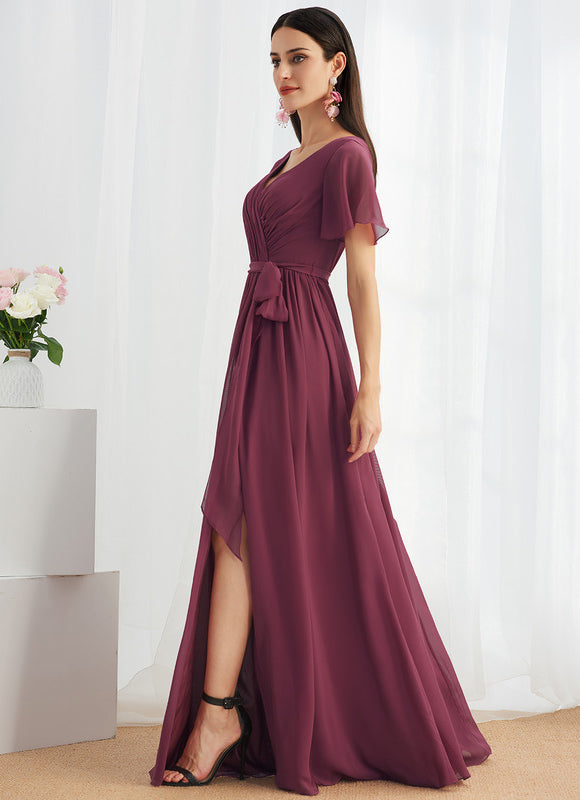 Robe Trapèze Longue Beige Élégante - gallery 4