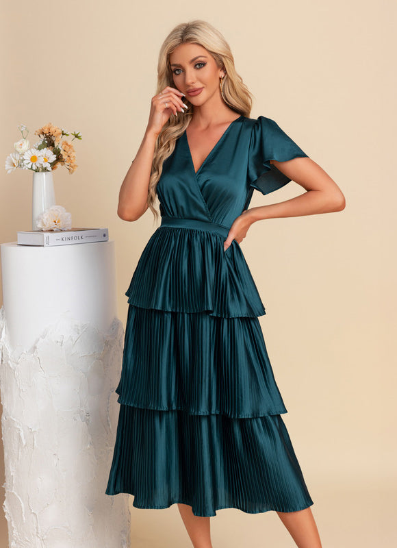 Robe Trapèze Satinée Ondulée - gallery 4