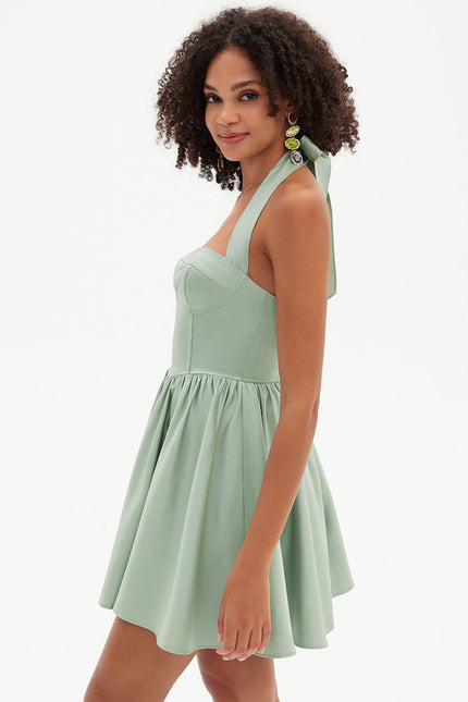 Robe Trapèze Verte Éclatante - gallery 6