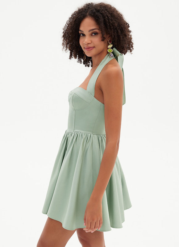 Robe Trapèze Verte Éclatante - gallery 6