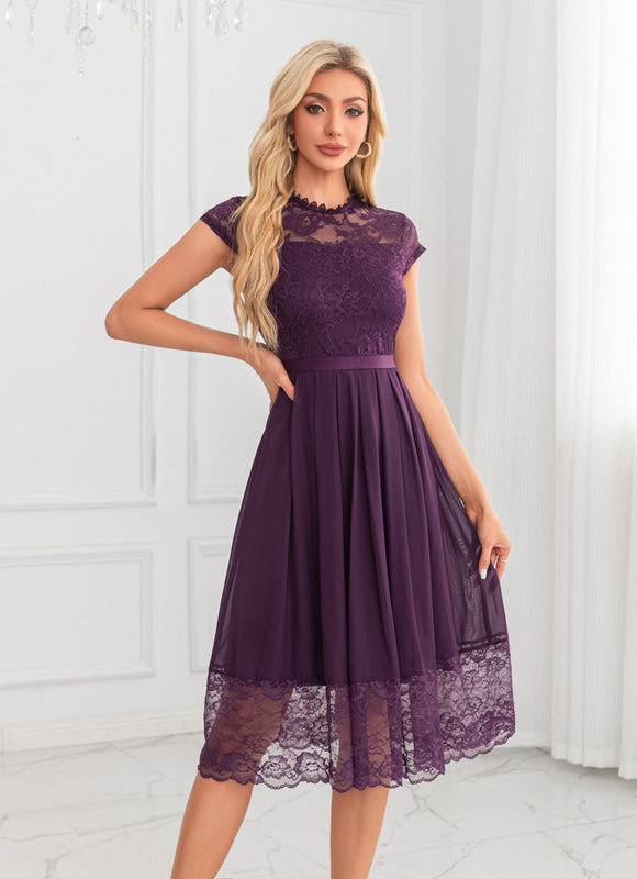 Robe Trapèze Violet Éthéré - gallery 3