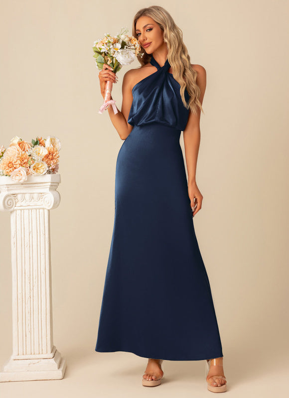 Robe Trapèze Satin Luxe Halter - gallery 7