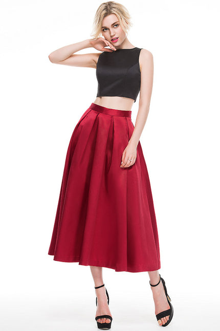Robe Trapèze Satin Rouge - gallery 7