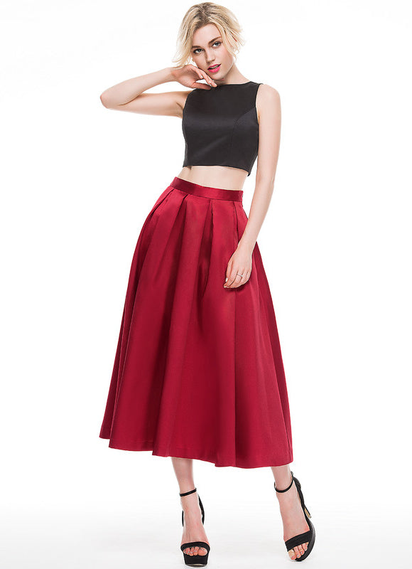 Robe Trapèze Satin Rouge - gallery 7