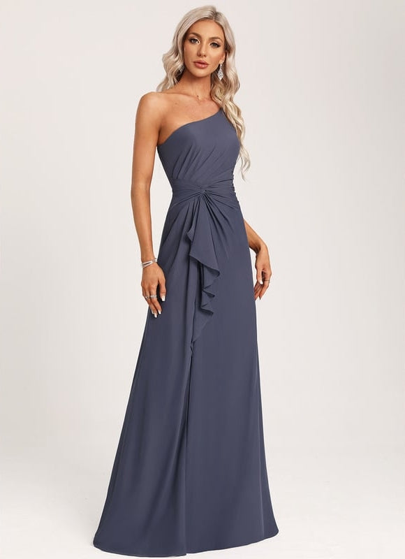 Robe Trapèze Asymétrique Beige - gallery 3