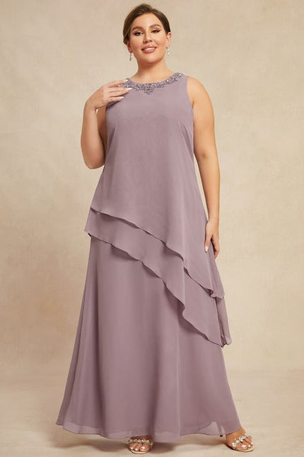 Robe Trapèze Bleue Marine Longue Avec Perles - gallery 8