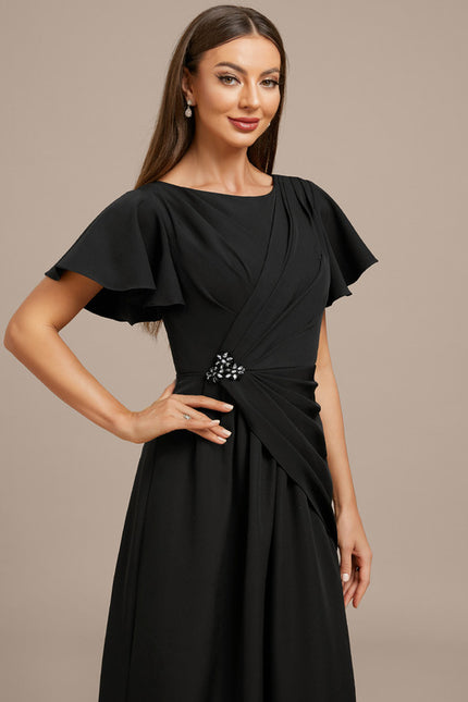 Robe Trapèze Élégante Noir Satiné - gallery 1