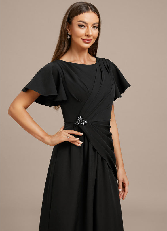 Robe Trapèze Élégante Noir Satiné - gallery 1