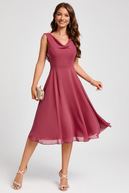 Robe Trapèze Satin Rosé