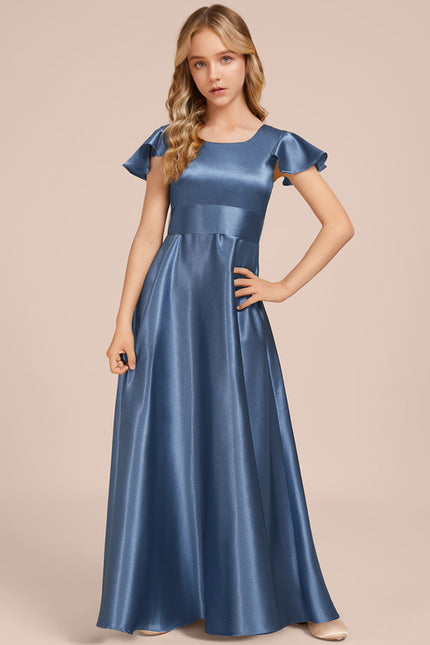 Robe Trapèze Satinée Céleste - gallery 3