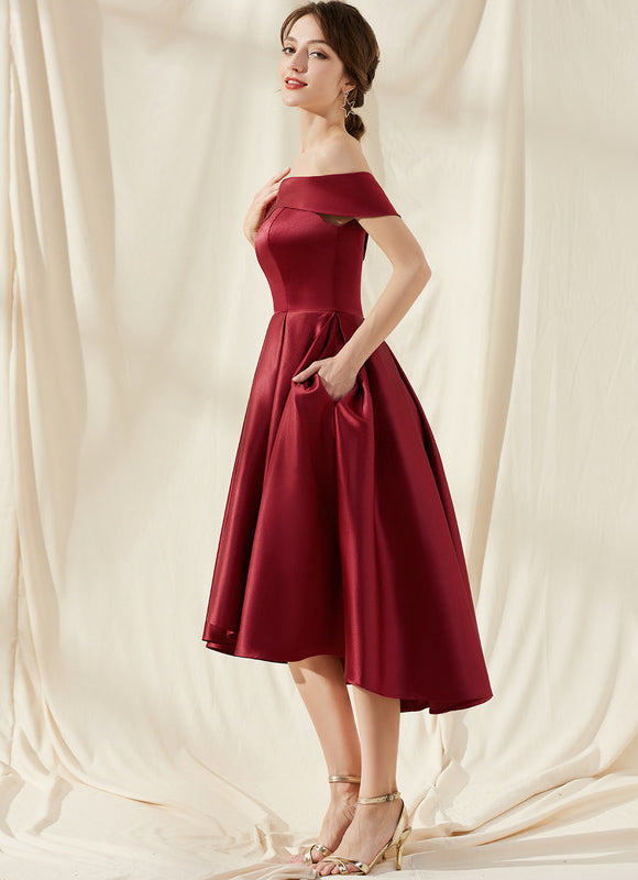 Robe Trapèze Rouge Satin Couture - gallery 3