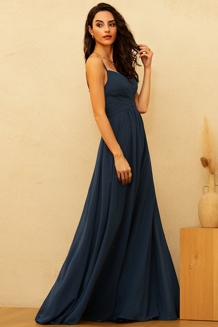 Robe Trapèze Bleu Élégant Longue - gallery 3