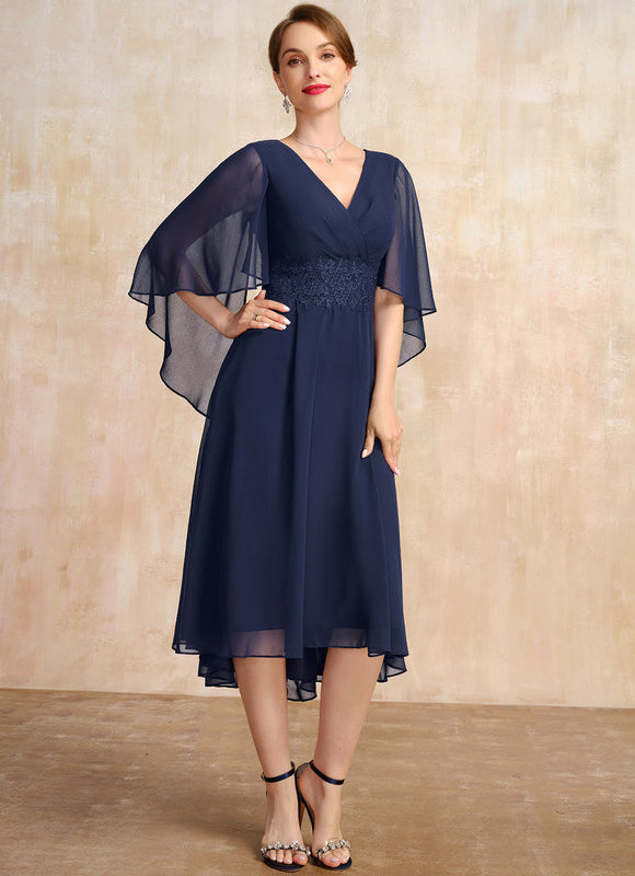 Robe Trapèze Chiffon Marine - gallery 4