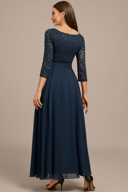 Robe Trapèze Élégance Marine Dentelle - gallery 5