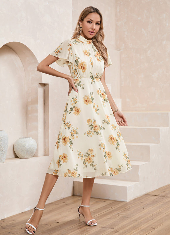 Robe Trapèze Fleur De Crème - gallery 2