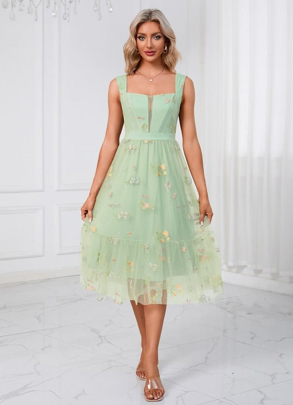 Robe Trapèze Tulle Printanière - gallery 5