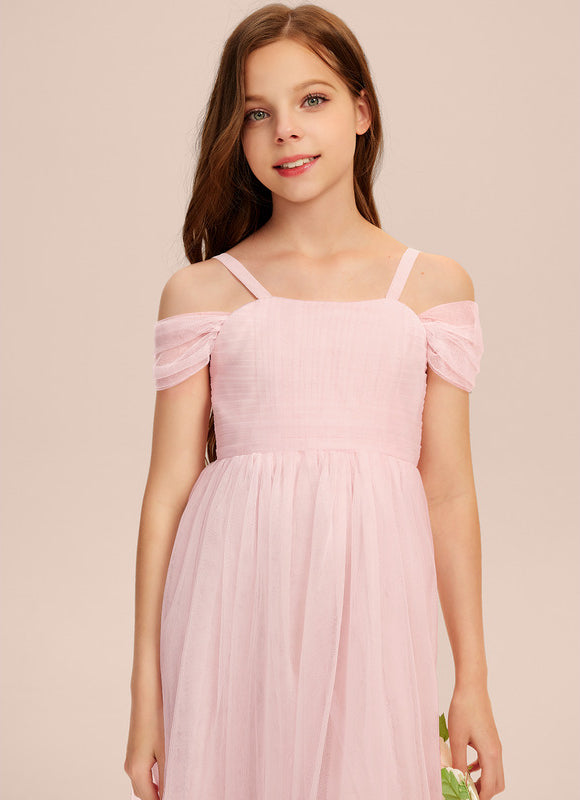 Robe Trapèze Rose Pastel Long Décolletée Épaules - gallery 4