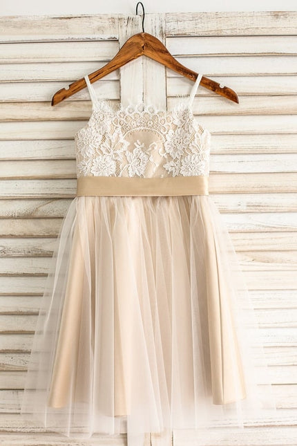 Robe Trapèze Crème Dentelle Tulle<Br> - gallery 1