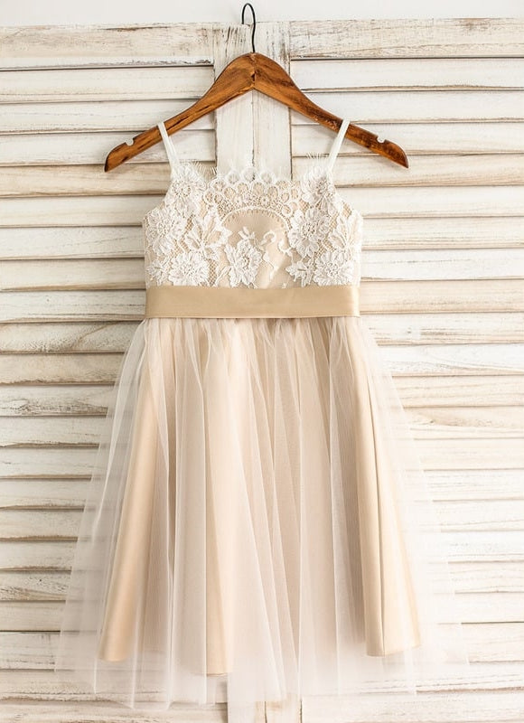 Robe Trapèze Crème Dentelle Tulle<Br> - gallery 1