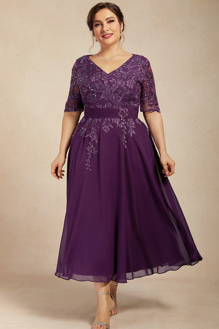 Robe Trapèze Violet Éclat Satiné - gallery 7