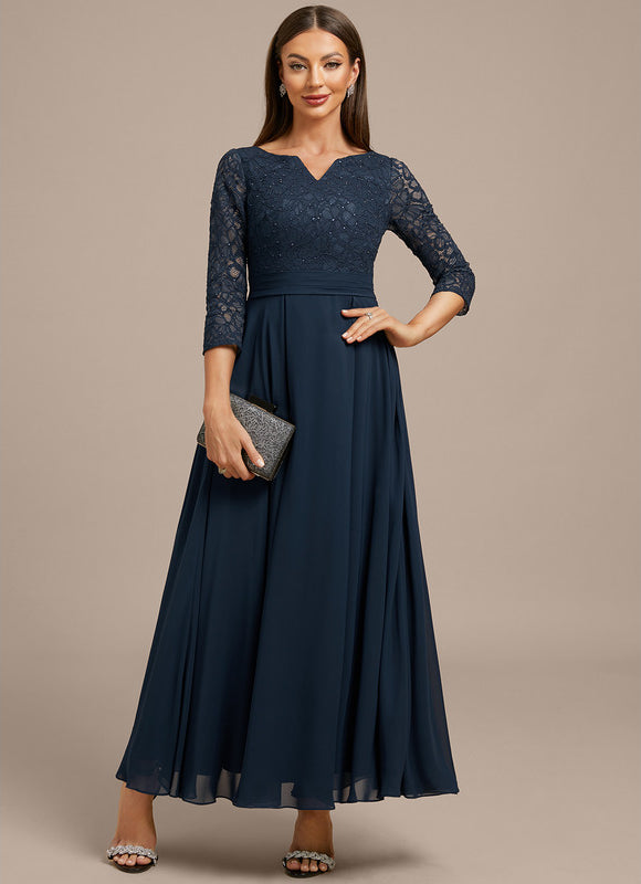 Robe Trapèze Élégance Marine Dentelle - gallery 3