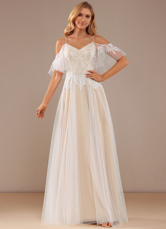 Robe Trapèze Blanche Dentelle Tulle Volants - gallery 3