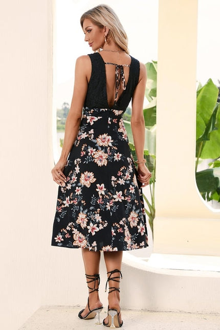 Robe Trapèze Élégance Marine Florale - gallery 4