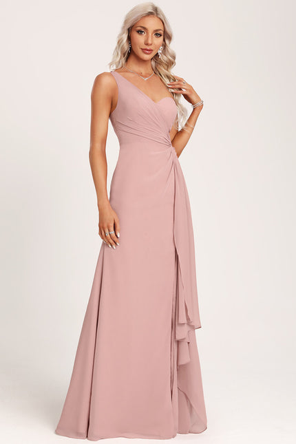 Robe Trapèze Asymétrique Beige - gallery 5