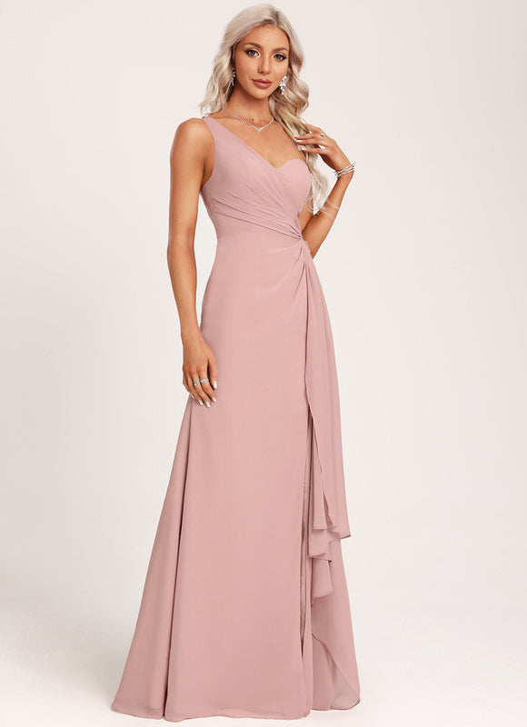 Robe Trapèze Asymétrique Beige - gallery 5