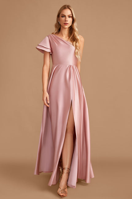 Robe Trapèze Rêve De Satin Rose - gallery 1
