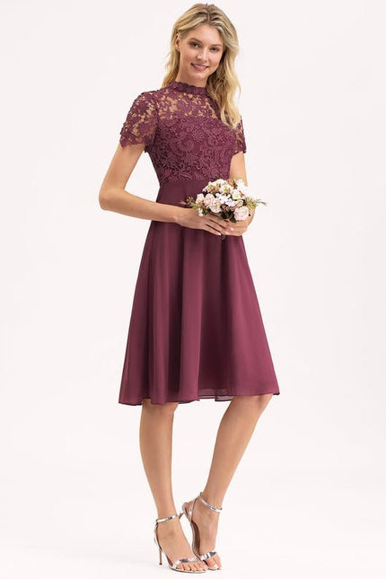 Robe Trapèze Violet Dentelle Douce - gallery 1