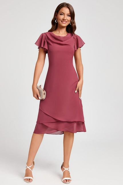 Robe Trapèze Satin Rosé - gallery 3