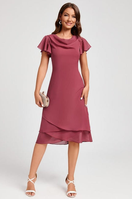 Robe Trapèze Satin Rosé - gallery 3