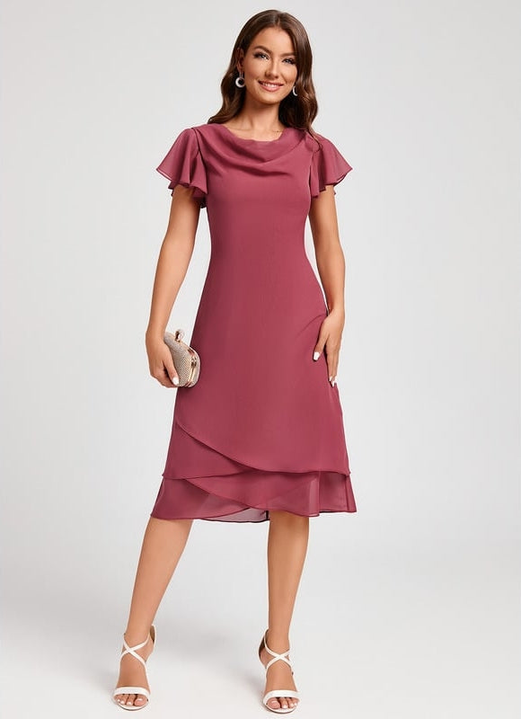 Robe Trapèze Satin Rosé - gallery 3