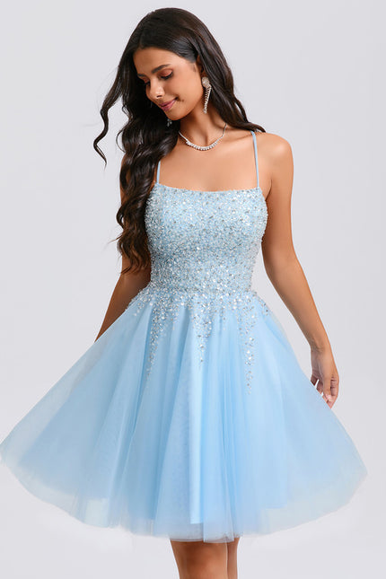 Robe Trapèze Tulle Céleste - gallery 1