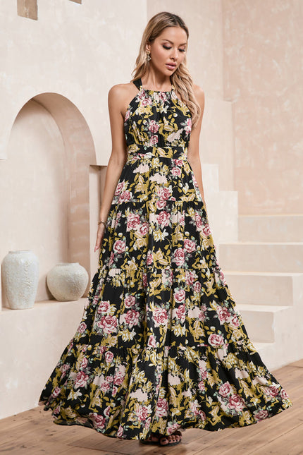 Robe Trapèze Fleurie Éclatante - gallery 1