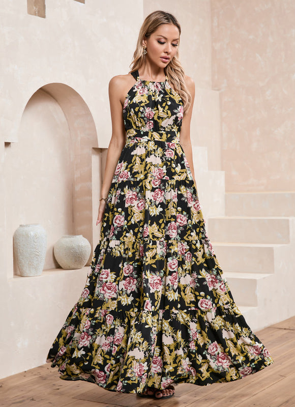 Robe Trapèze Fleurie Éclatante - gallery 1