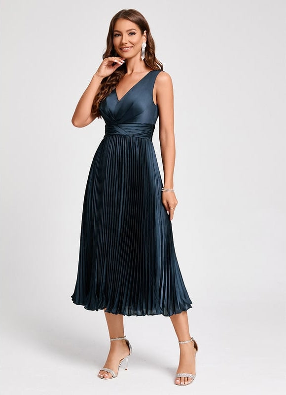 Robe Trapèze Plissée Satinée - gallery 5