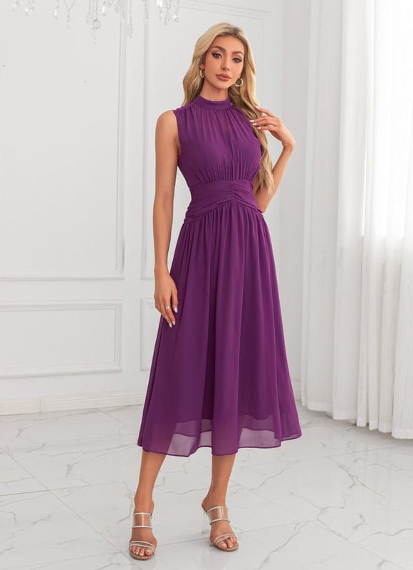 Robe Trapèze Violet Élégant - gallery 1