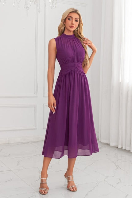 Robe Trapèze Violet Élégant - gallery 1