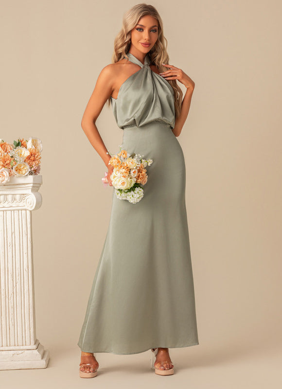 Robe Trapèze Satin Luxe Halter - gallery 4